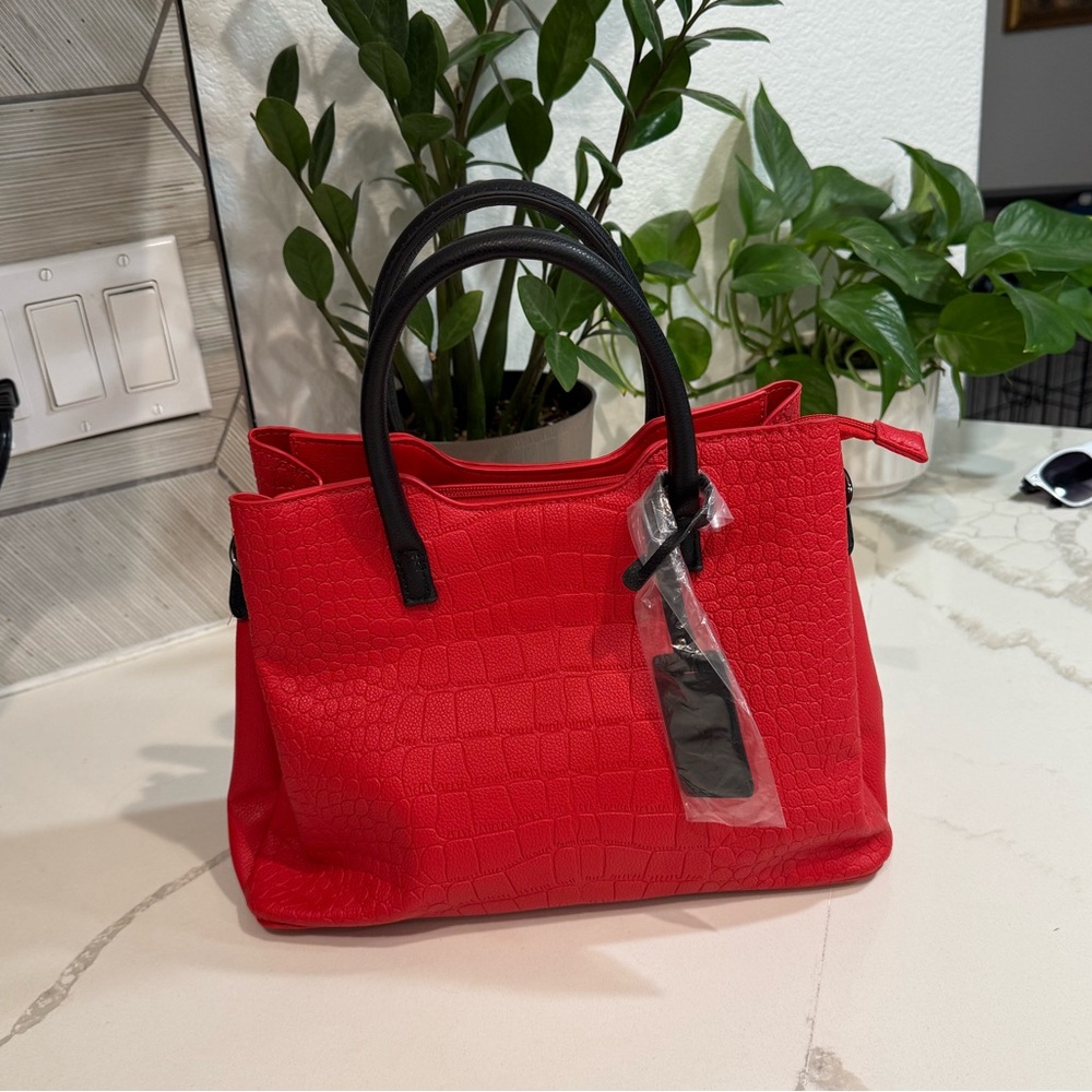 Bundle 2 Andrea Brand New Elegant Red and Green Crocodile-Embossed Handbags